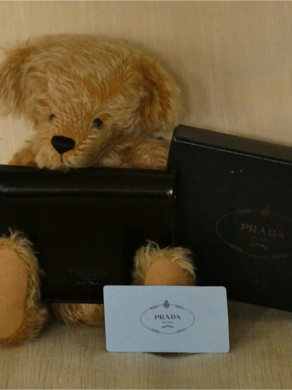 Prada Milano Black Patent Fold wallet. Presentation Box with Card.